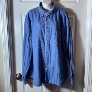 Ultra Club Cypress Blue Women’s Denim Button Up Shirt Size XL